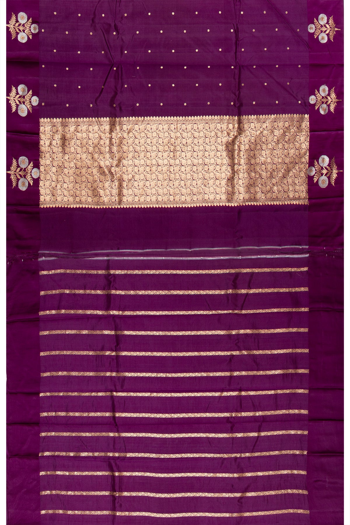 Banarasi Katan Silk Butta Purple Saree With Satin Border