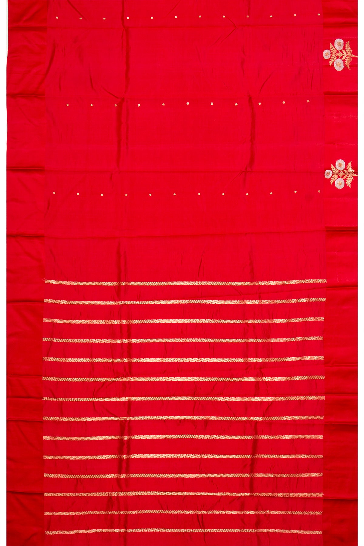 Banarasi Katan Silk Butta Red Saree With Satin Border