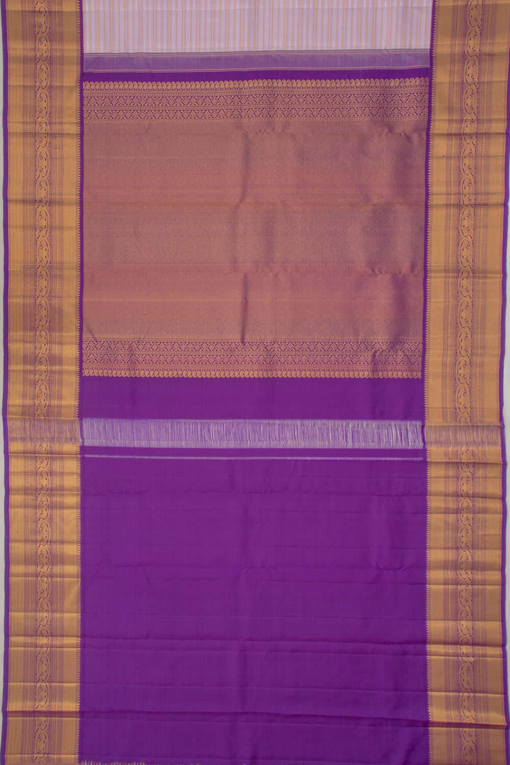 Kanchipuram Silk Horizontal Lines Lavender Saree