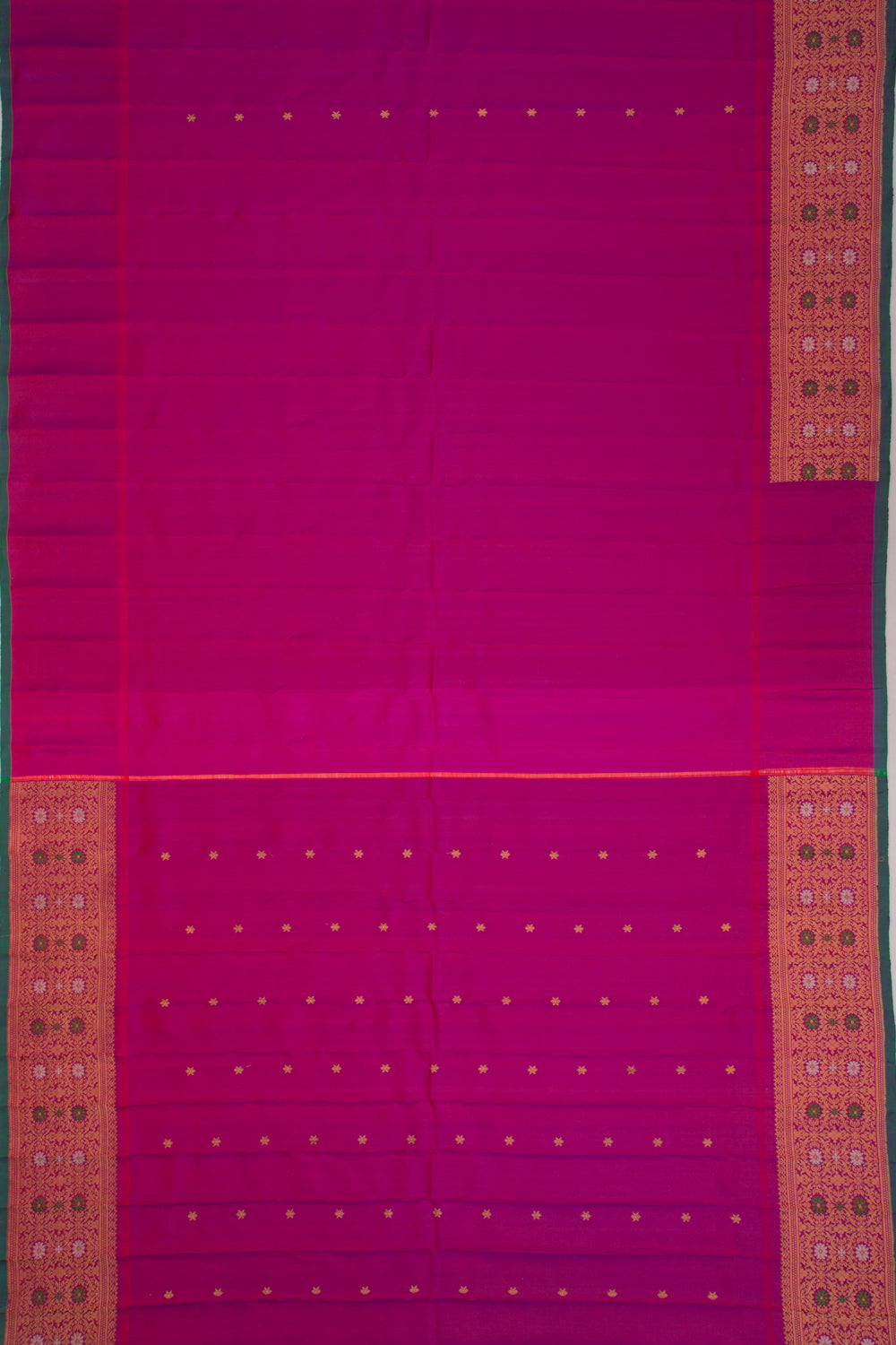 Gadwal Silk Butta Magenta Pink Saree With Meenakari Border
