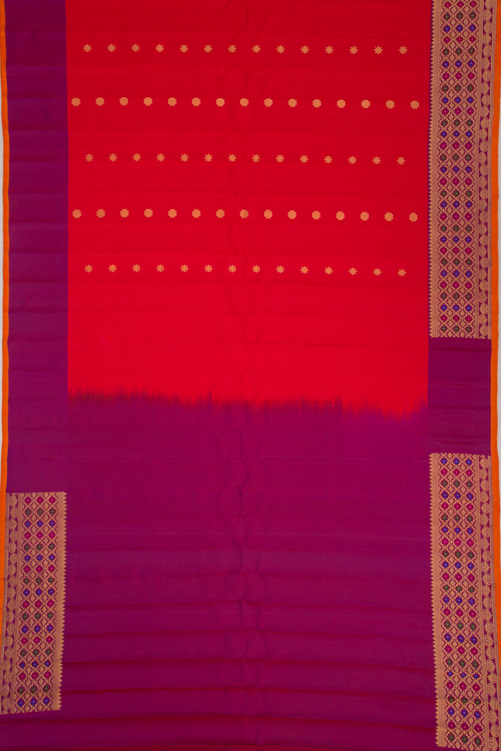 Gadwal Silk Butta Red Saree