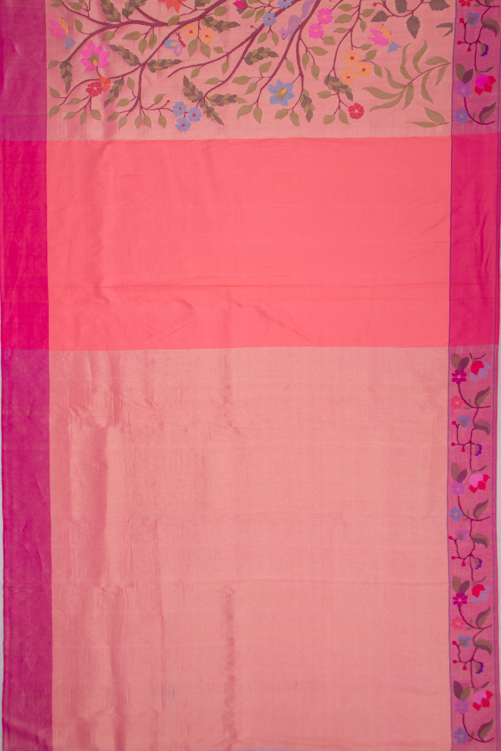 Paithani Silk Tissue All Over Peach Saree