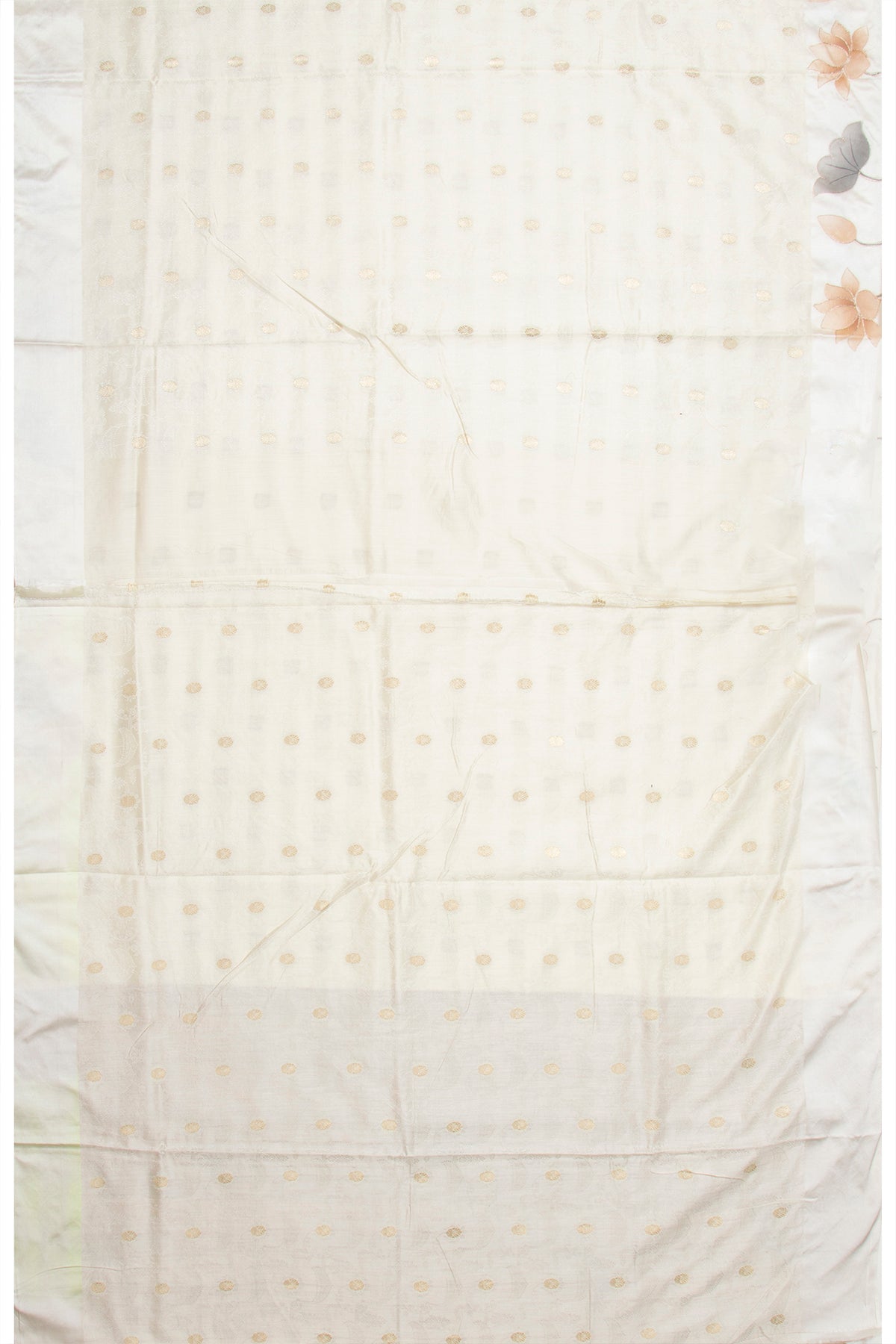 Banarasi Katan Silk Jacquard And Butta White Saree With Printed Border