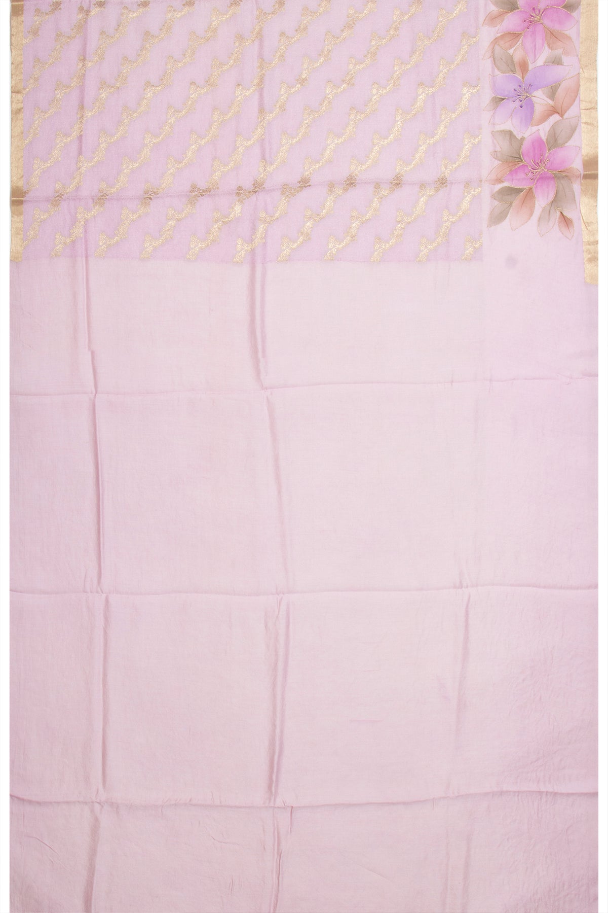 Soft Tussar Jacauard And Jaal Pink Saree With Printed Border