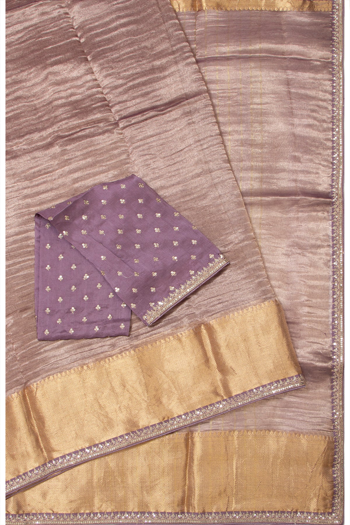Tissue Crush Organza Plain Purple Saree