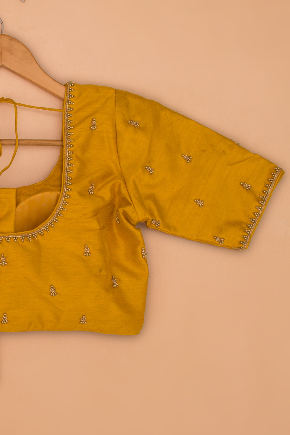 Raw Silk Readymade Padded Mustard Yellow Blouse