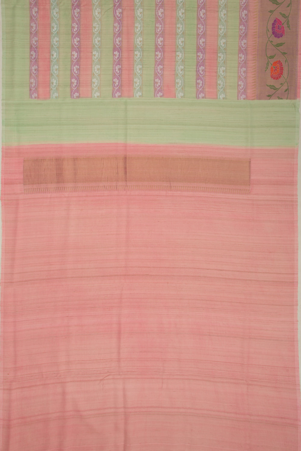 Banarasi Tussar Georgette Horizontal Lines Multicolour Saree