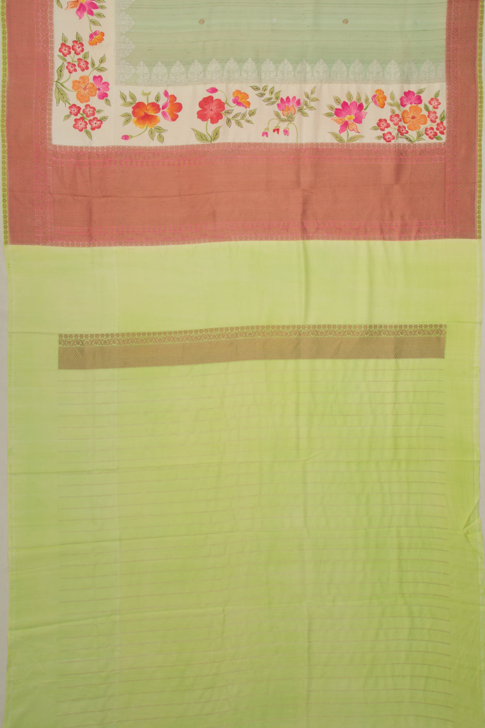 Banarasi Tussar Georgette Butta Pista Green Saree