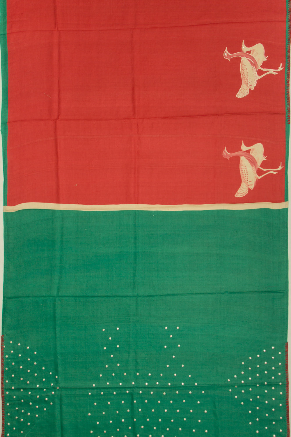Tussar Printed Red Saree