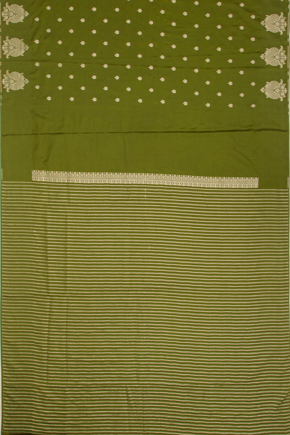Banarasi Satin Brocade Mehandi Green Saree