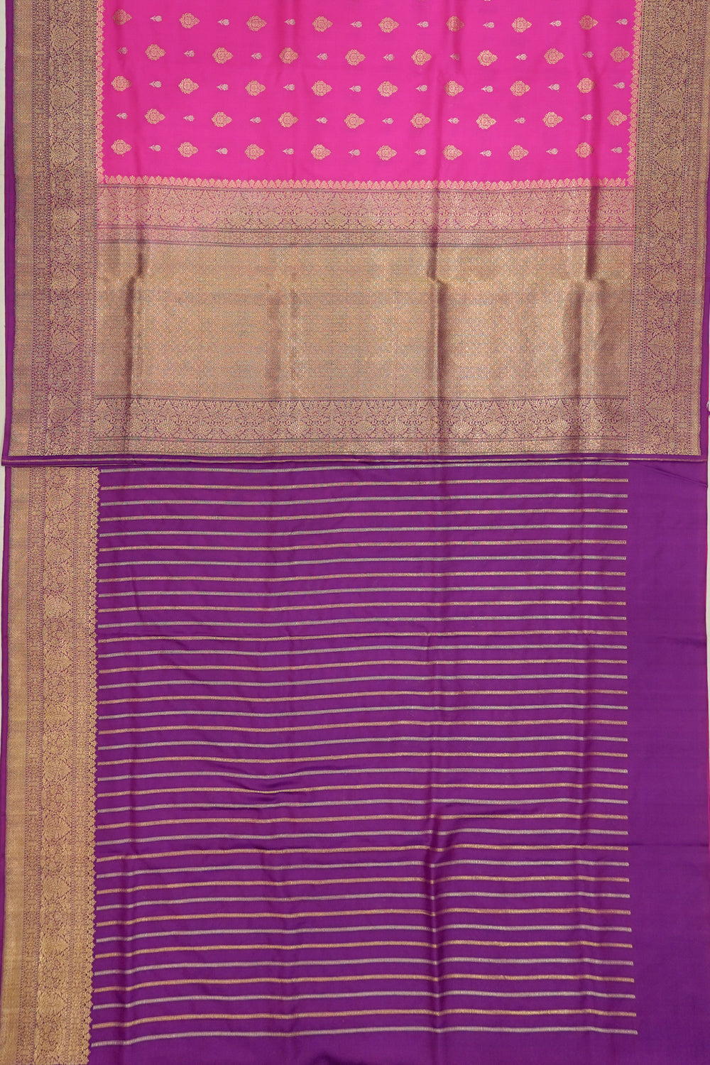Kanchipuram Silk Butta Magenta Pink Saree
