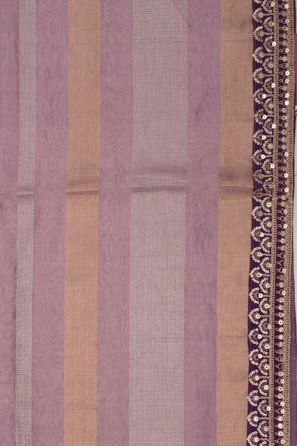 Organza Tissue Horizontal Lines Purple Saree