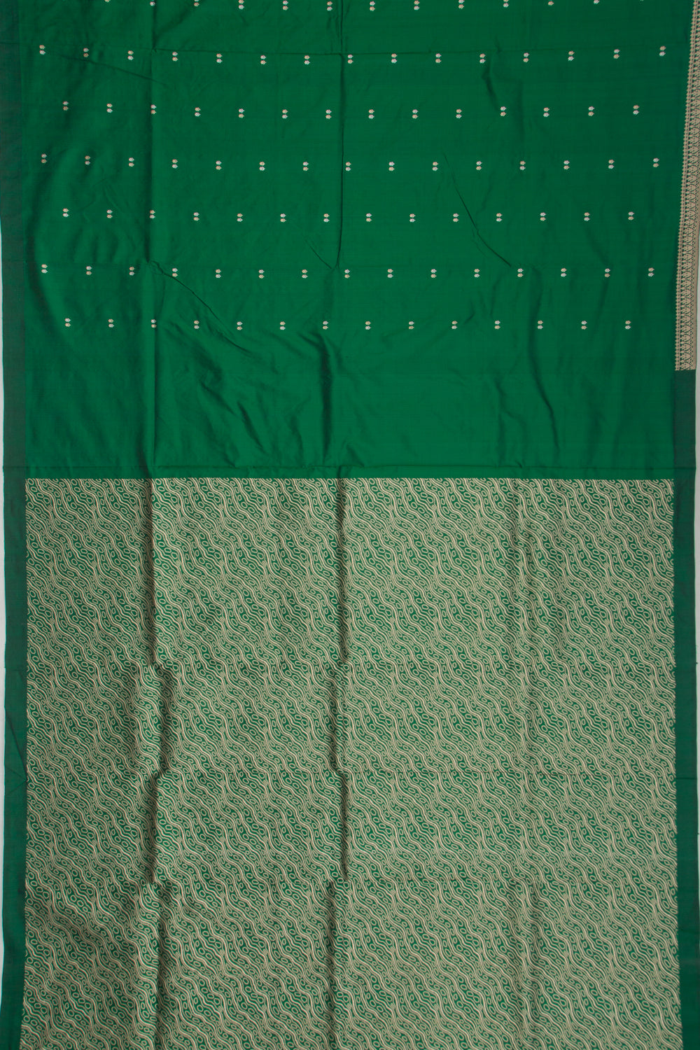 Banarasi Katan Silk Butta Bottle Green Saree