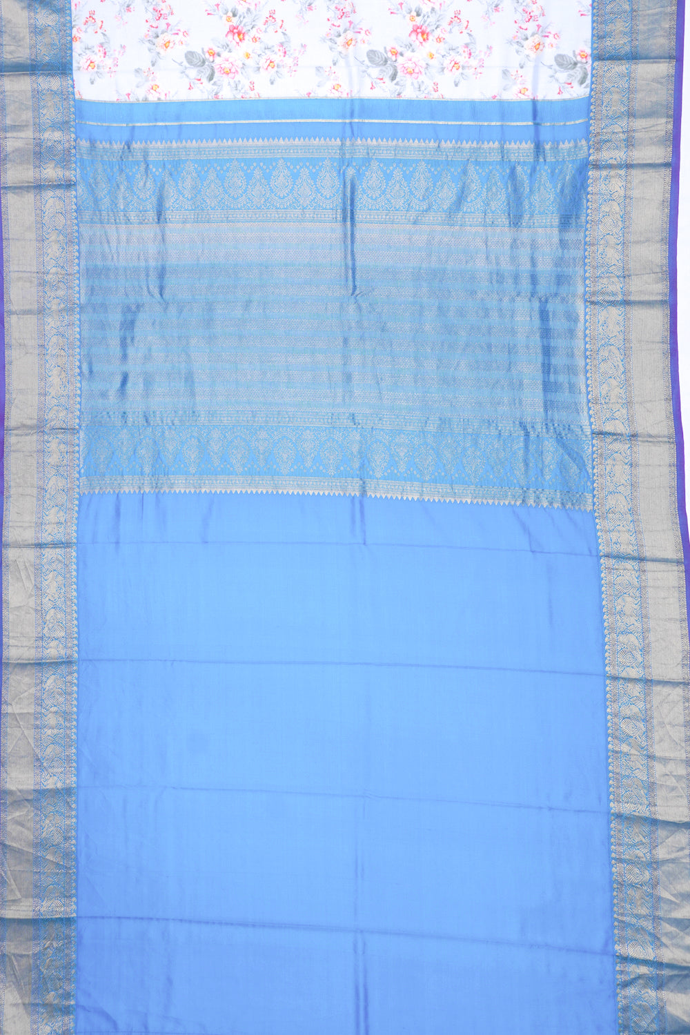 Soft Silk Floral Printed Blue Saree