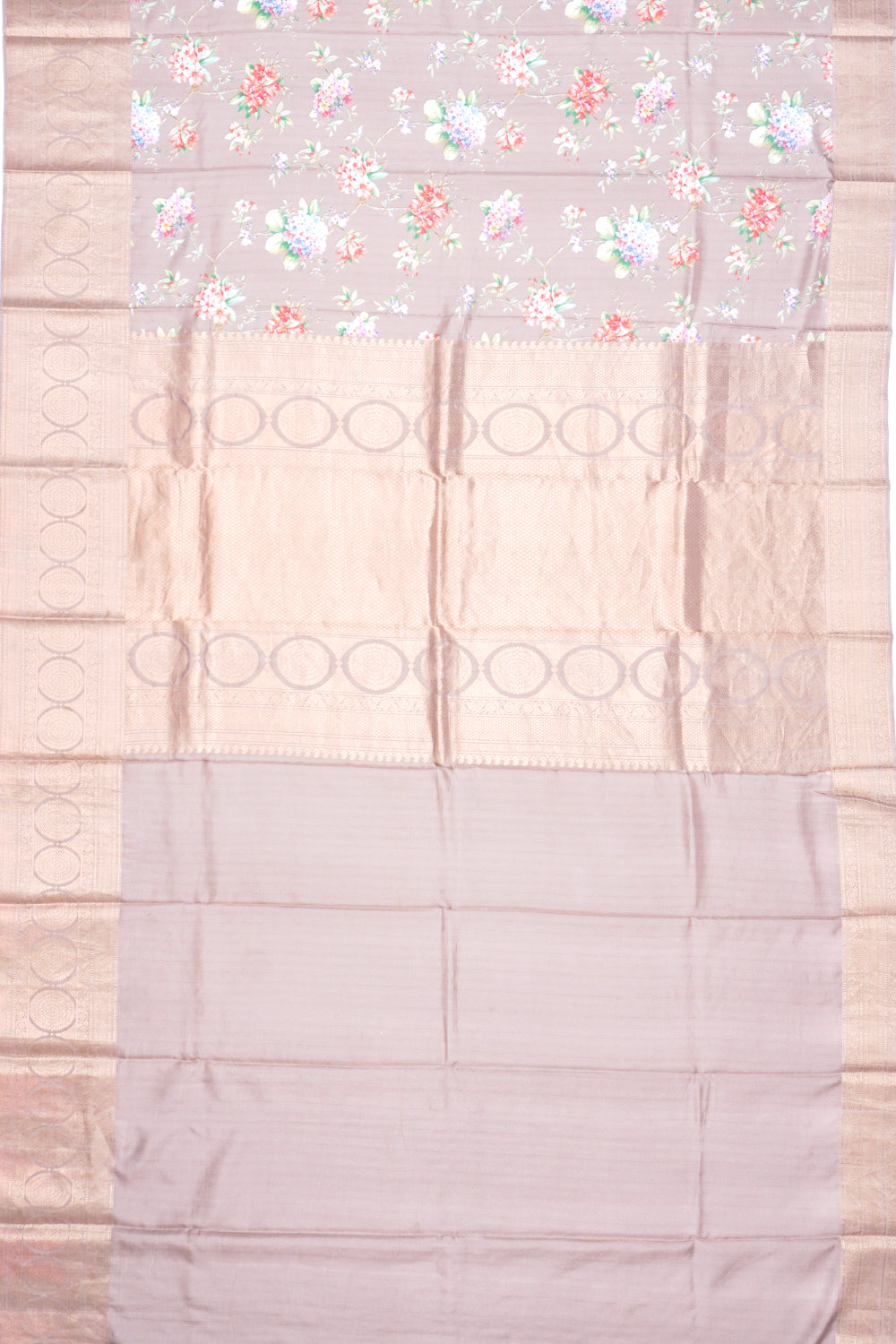 Soft Silk Floral Printed Snuf Brown Saree