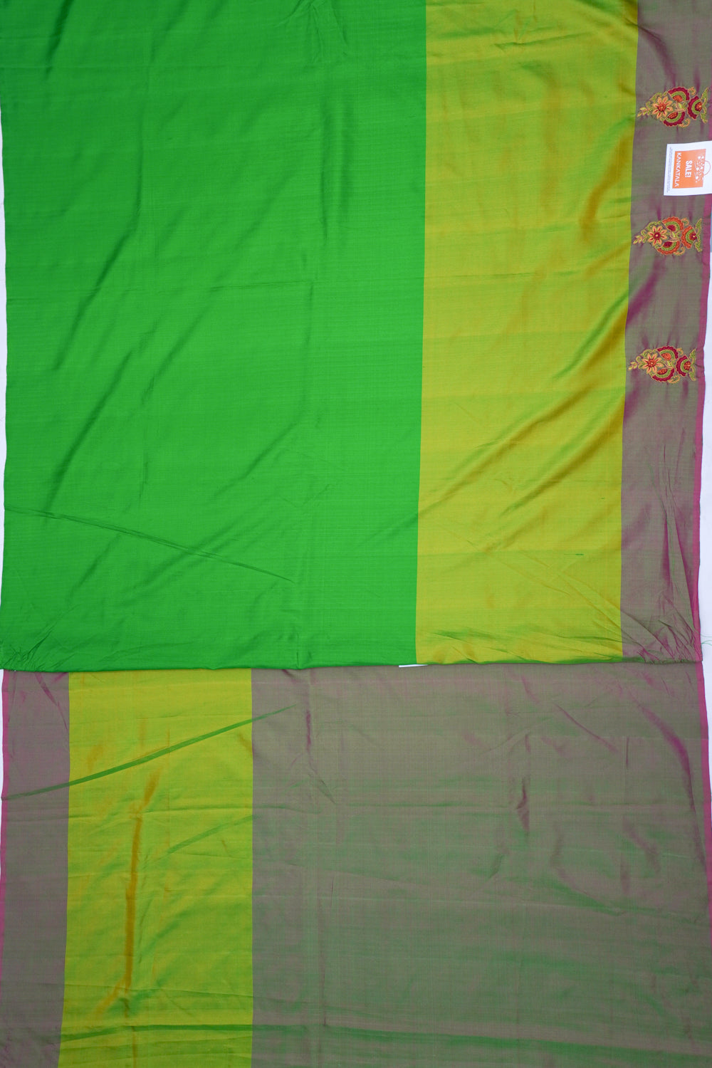 Banarasi Poona Silk Embroidery Green Saree