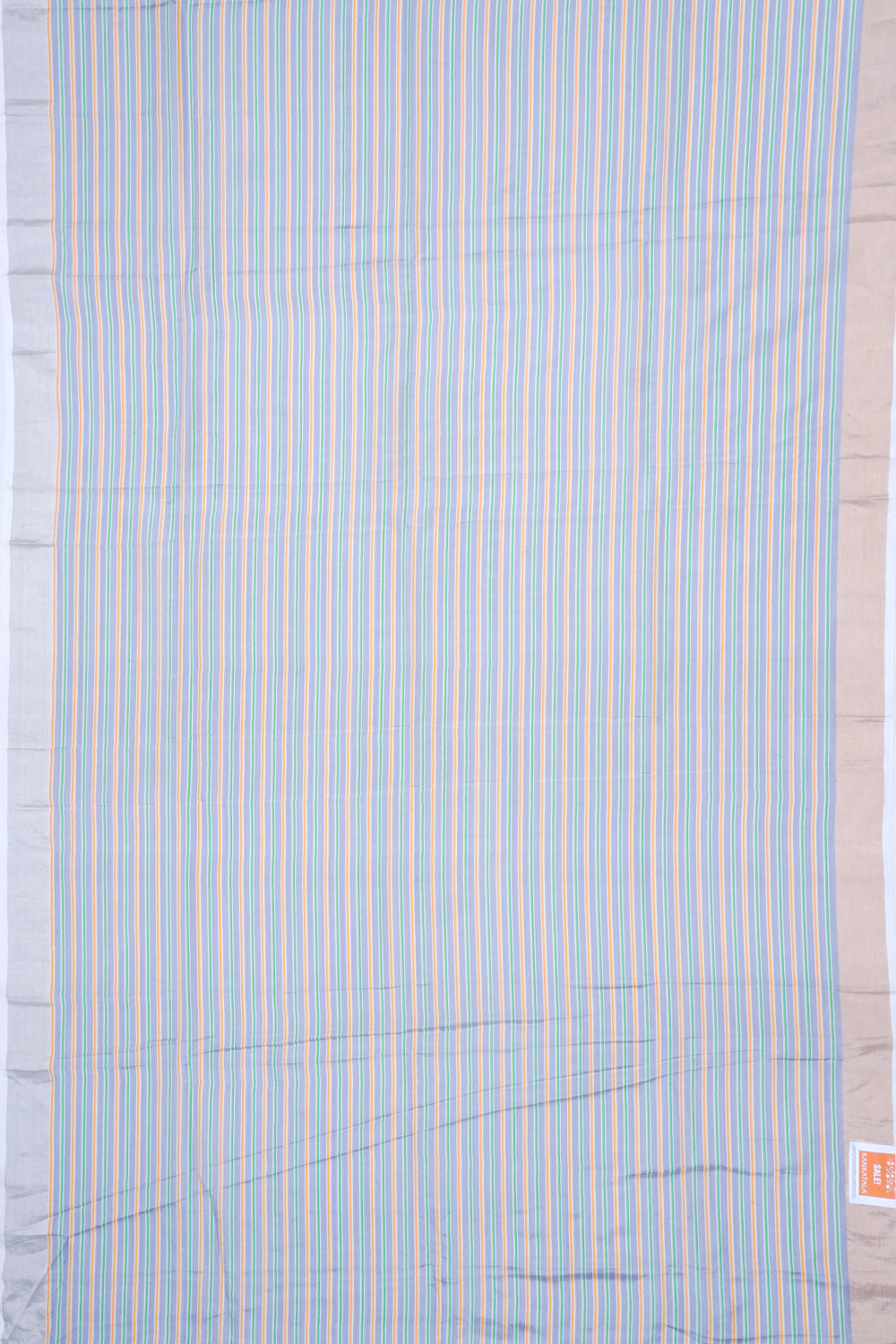 Chanderi Cotton Lines And Patch Work Blue Saree