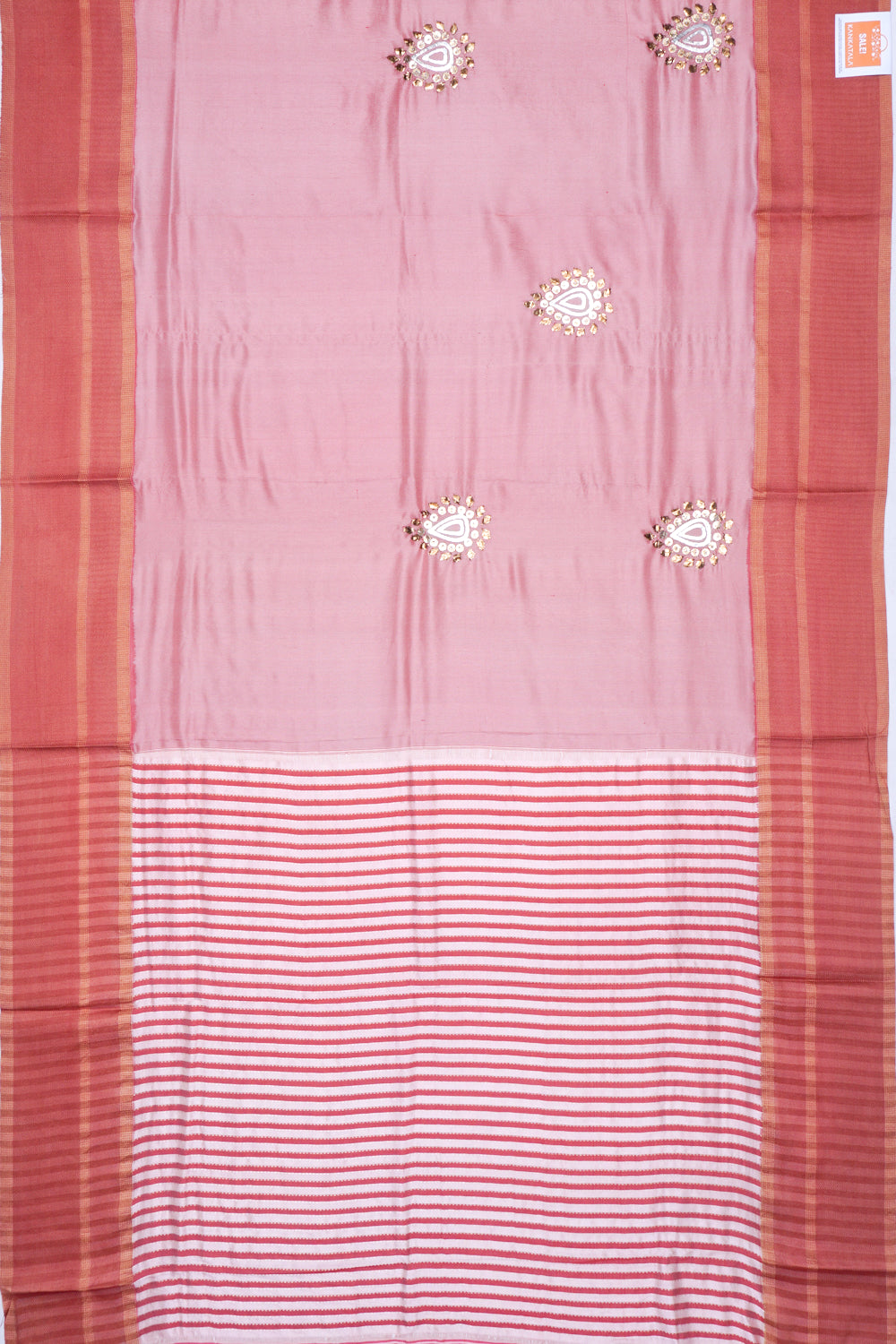 Banarasi Poona Silk Brocade And Sequin Work Baby Pink Saree