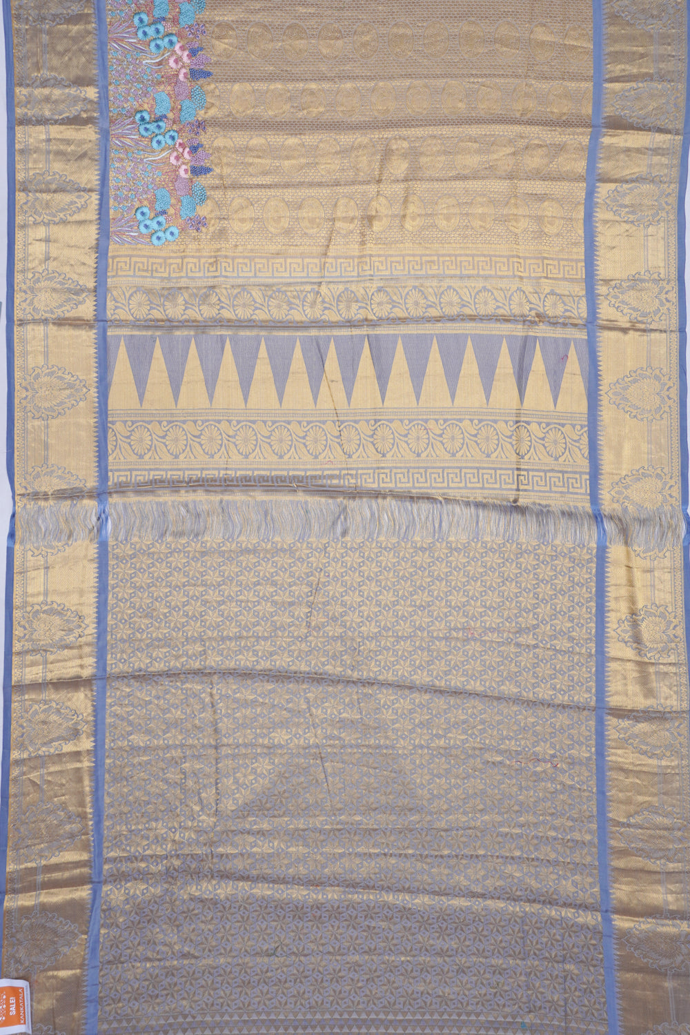 Soft Silk Brocade And Embroidery Grey Saree