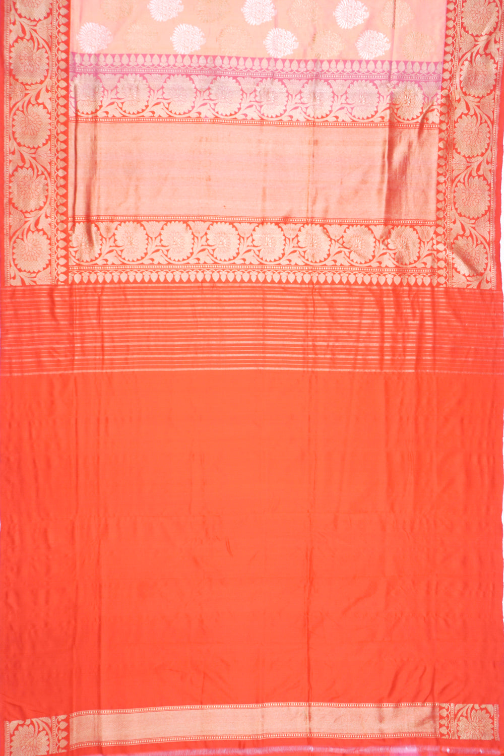 Banarasi Silk Butta Dual Tone Orange Saree