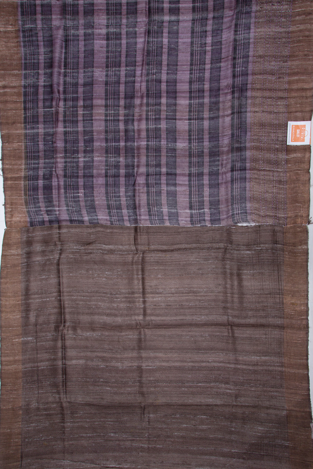 Tussar Horizontal Lines Purple Saree