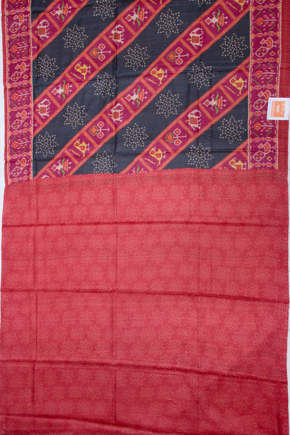 Tussar Printed Black Saree