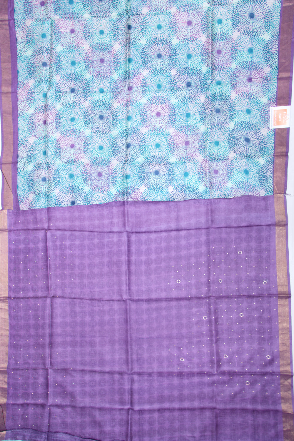 Tussar Printed Sky Blue Saree