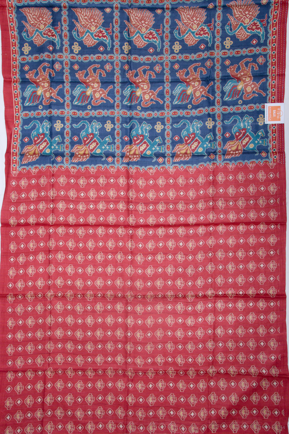 Tussar Printed Blue Saree