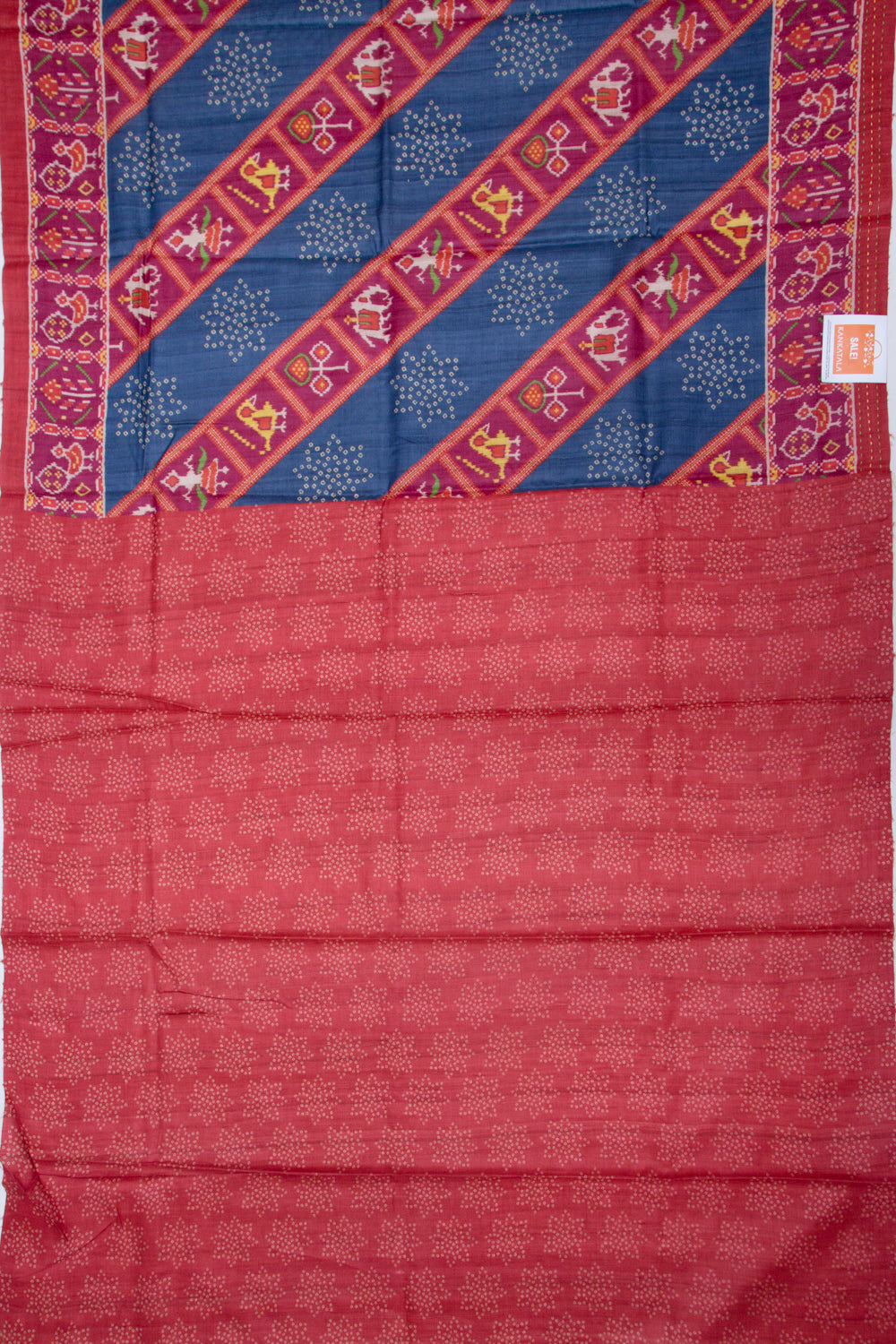 Tussar Floral Printed Blue Saree