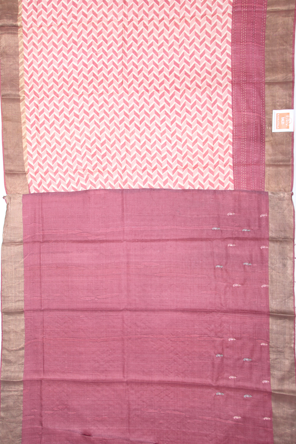 Tussar Printed Peach Saree