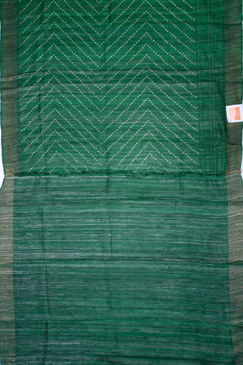 Bhagalpuri Tussar Bandhani Inspired Printed Bottle Green Saree
