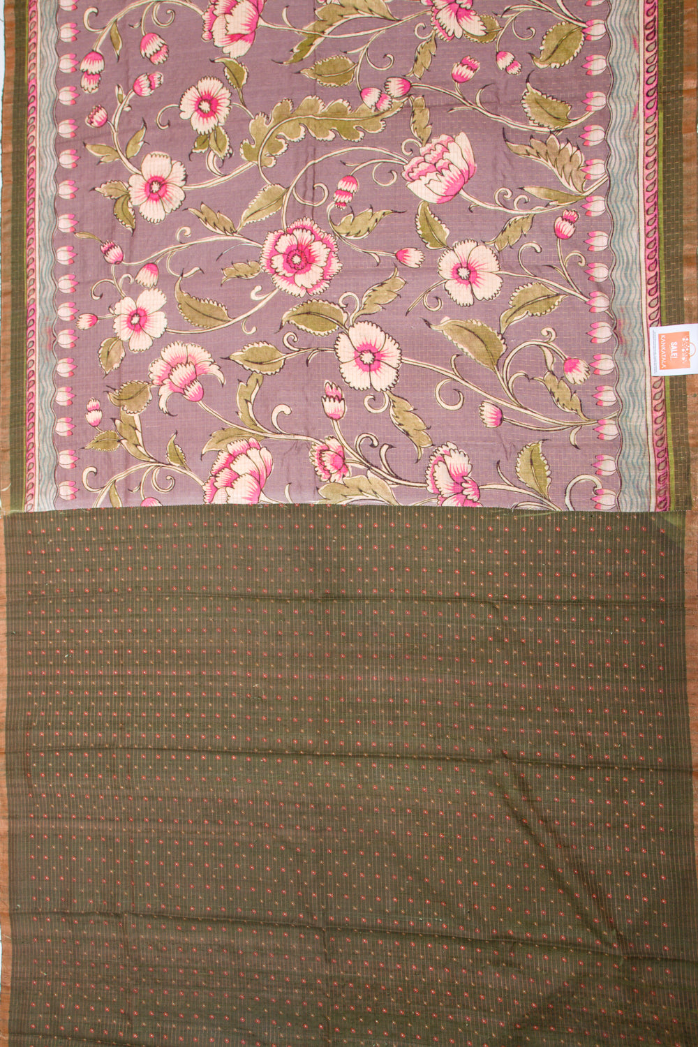Tussar Floral Printed Lavender Saree