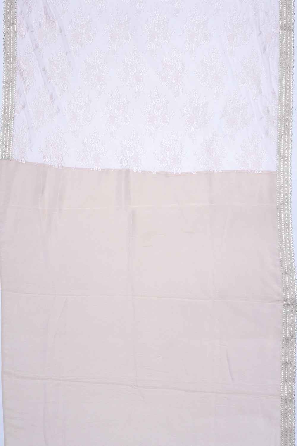 Net Cream Saree With Sequin Work