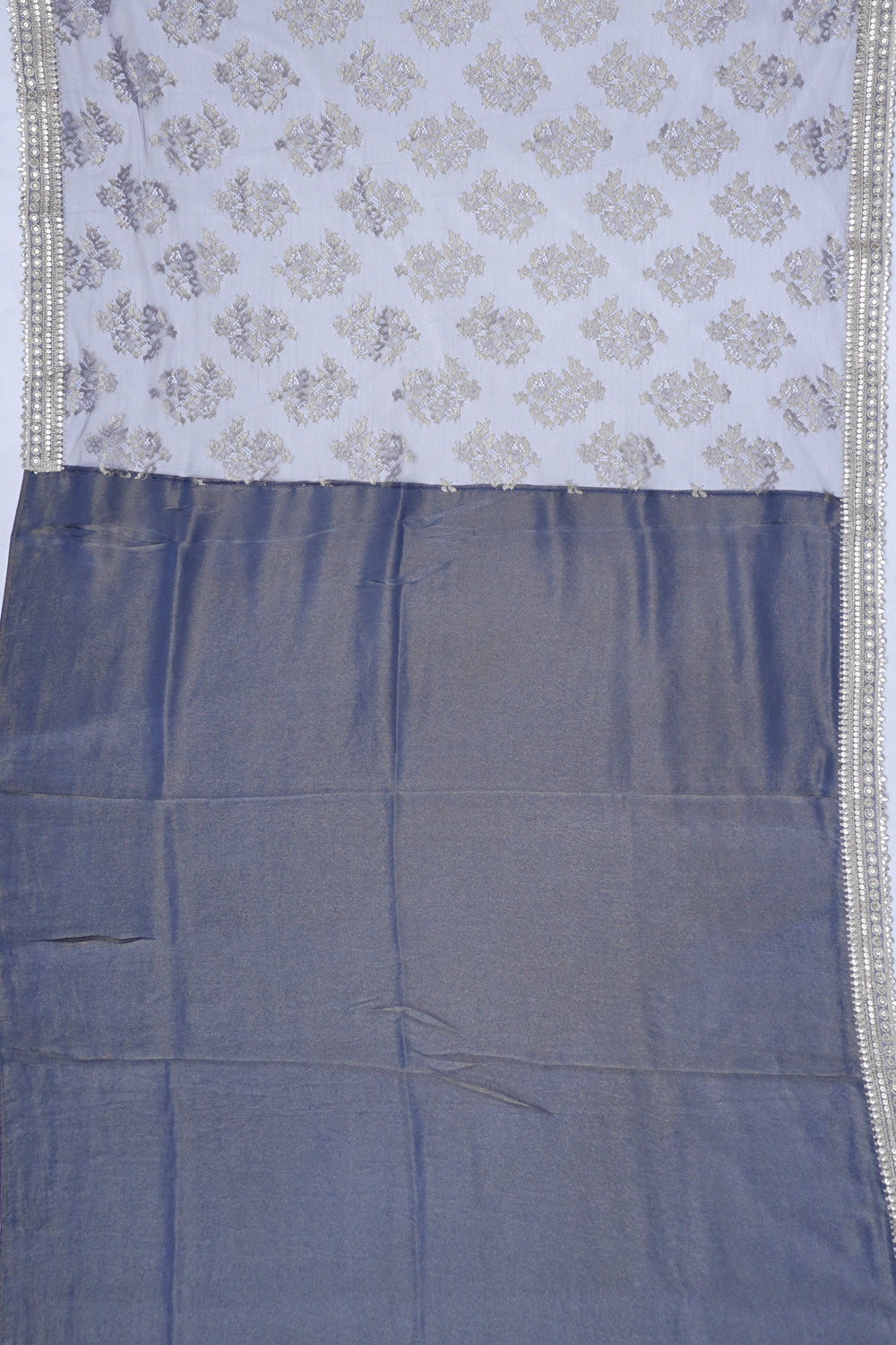 Net Butta Elephant Grey Saree