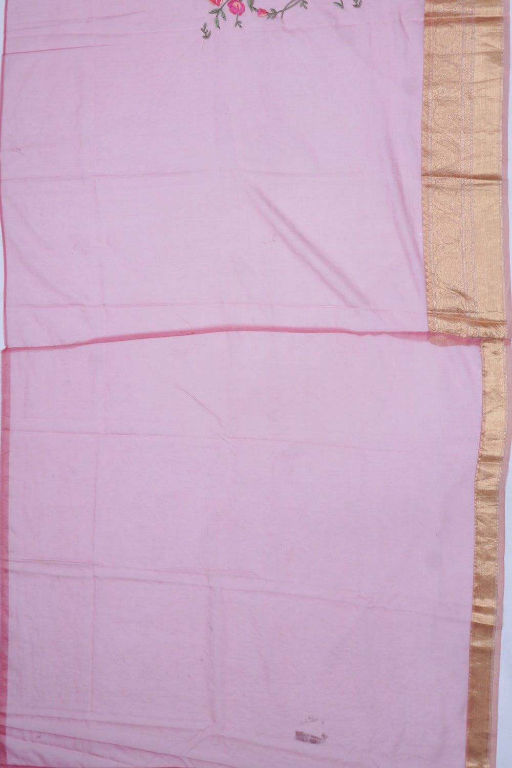 Organza Floral Embroidery Pink Saree