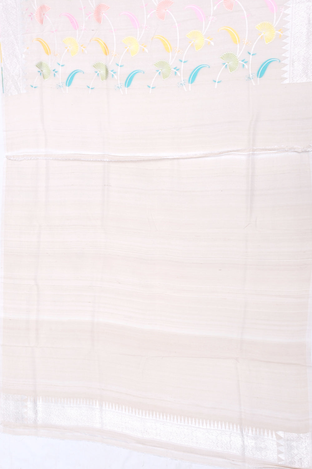 Banarasi Tussar Georgette Jaal Cream Saree