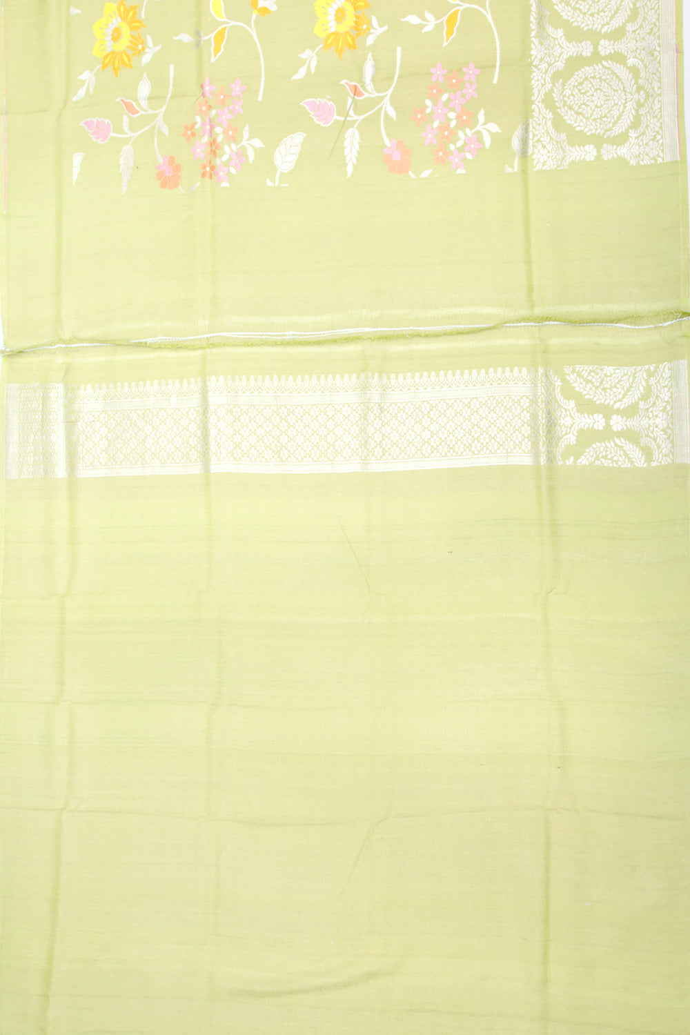 Banarasi Tussar Georgette Jaal Pastel Green Saree