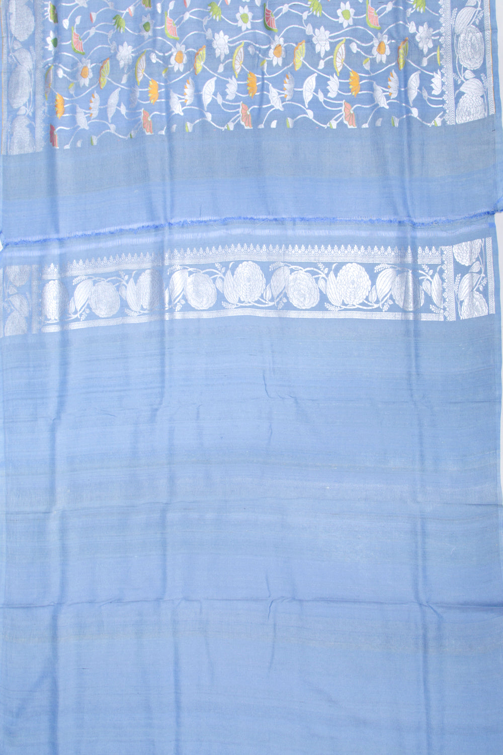 Banarasi Tussar Georgette Jaal Blue Saree