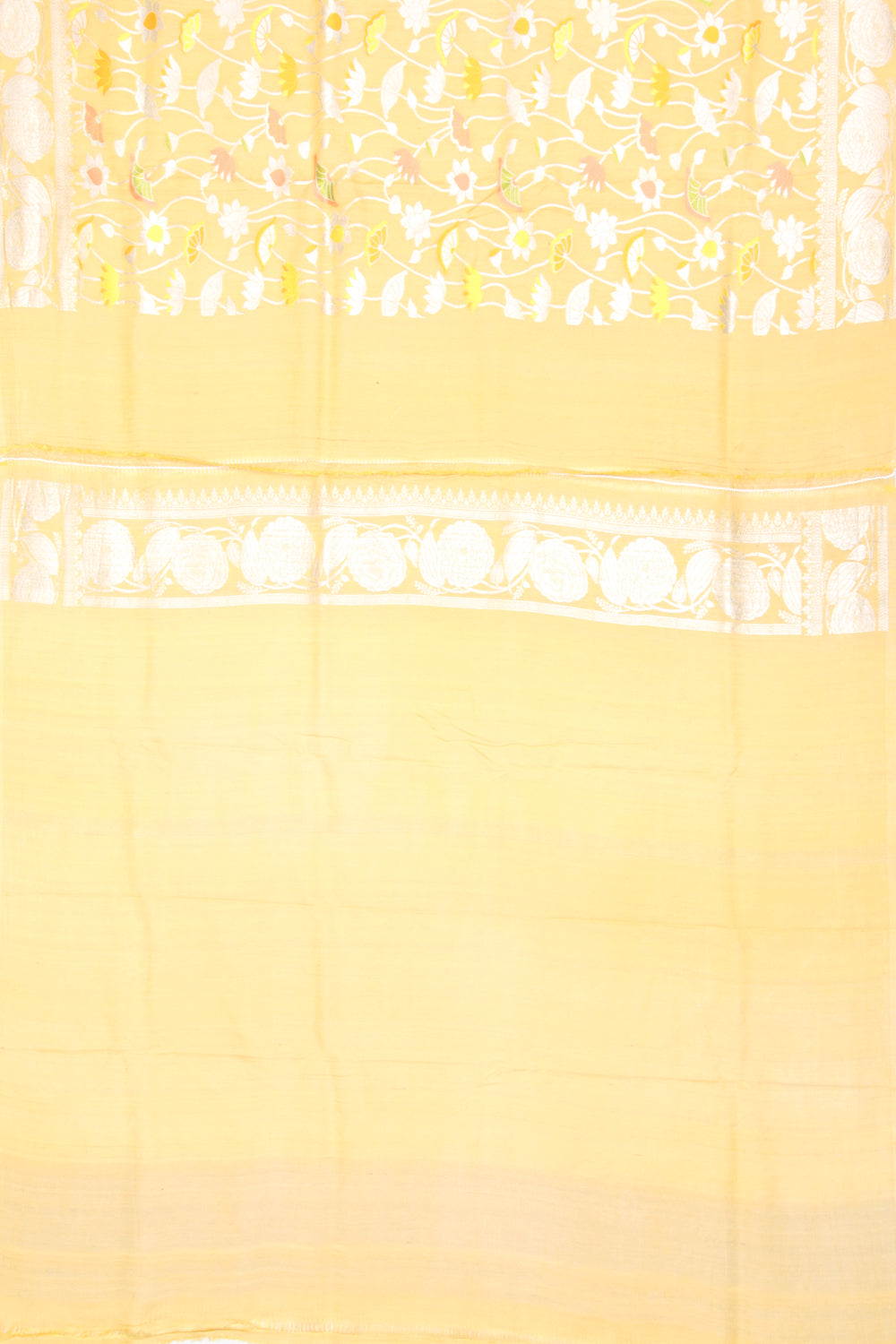 Banarasi Tussar Georgette Brocade Yellow Saree