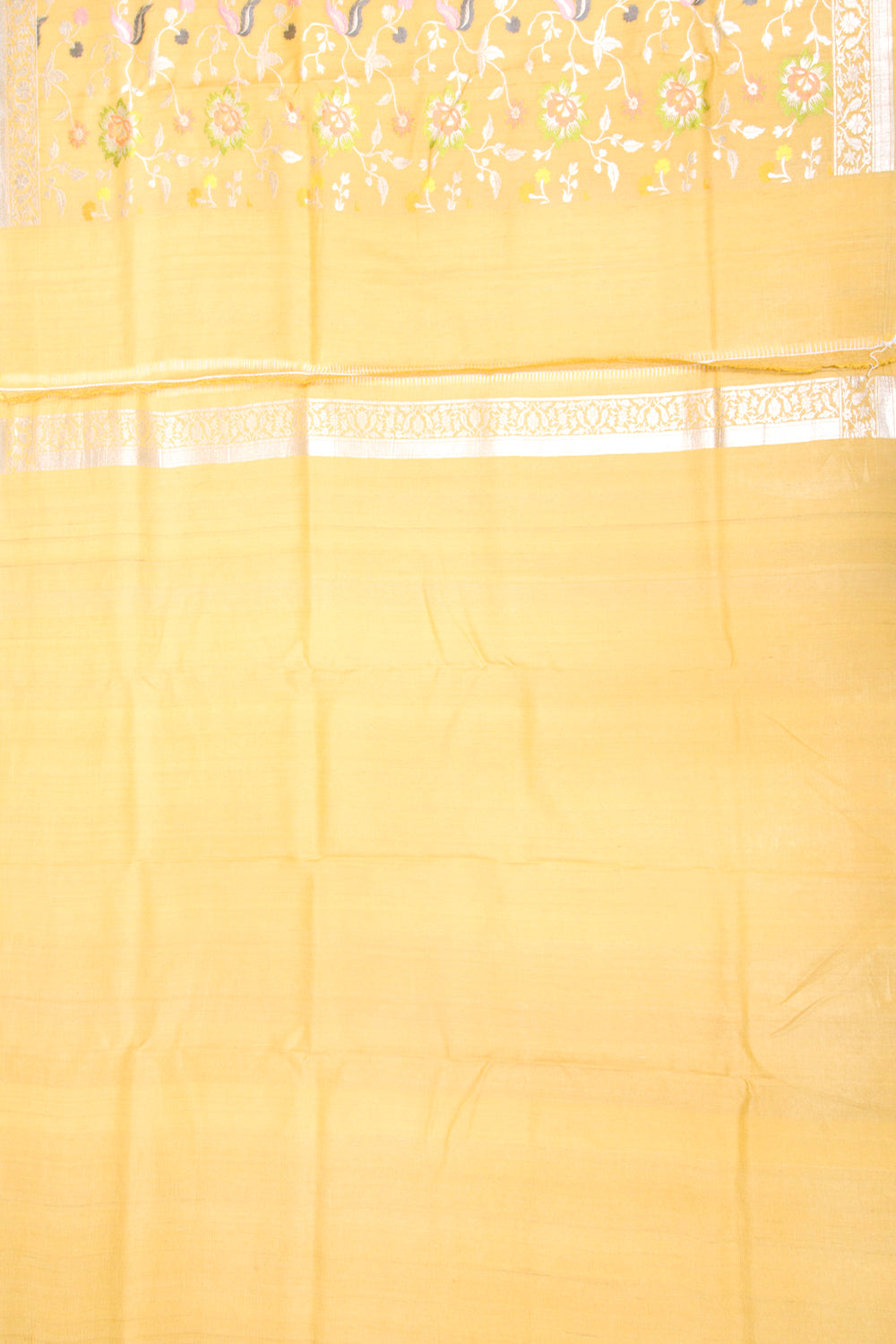 Banarasi Tussar Georgette Jaal Yellow Saree