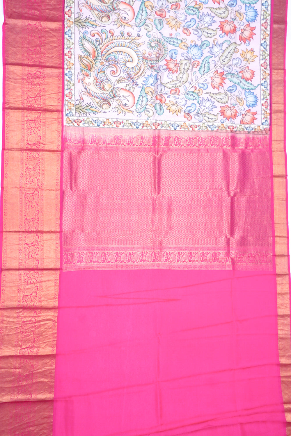 Soft Silk Floral Printed Baby Pink Saree