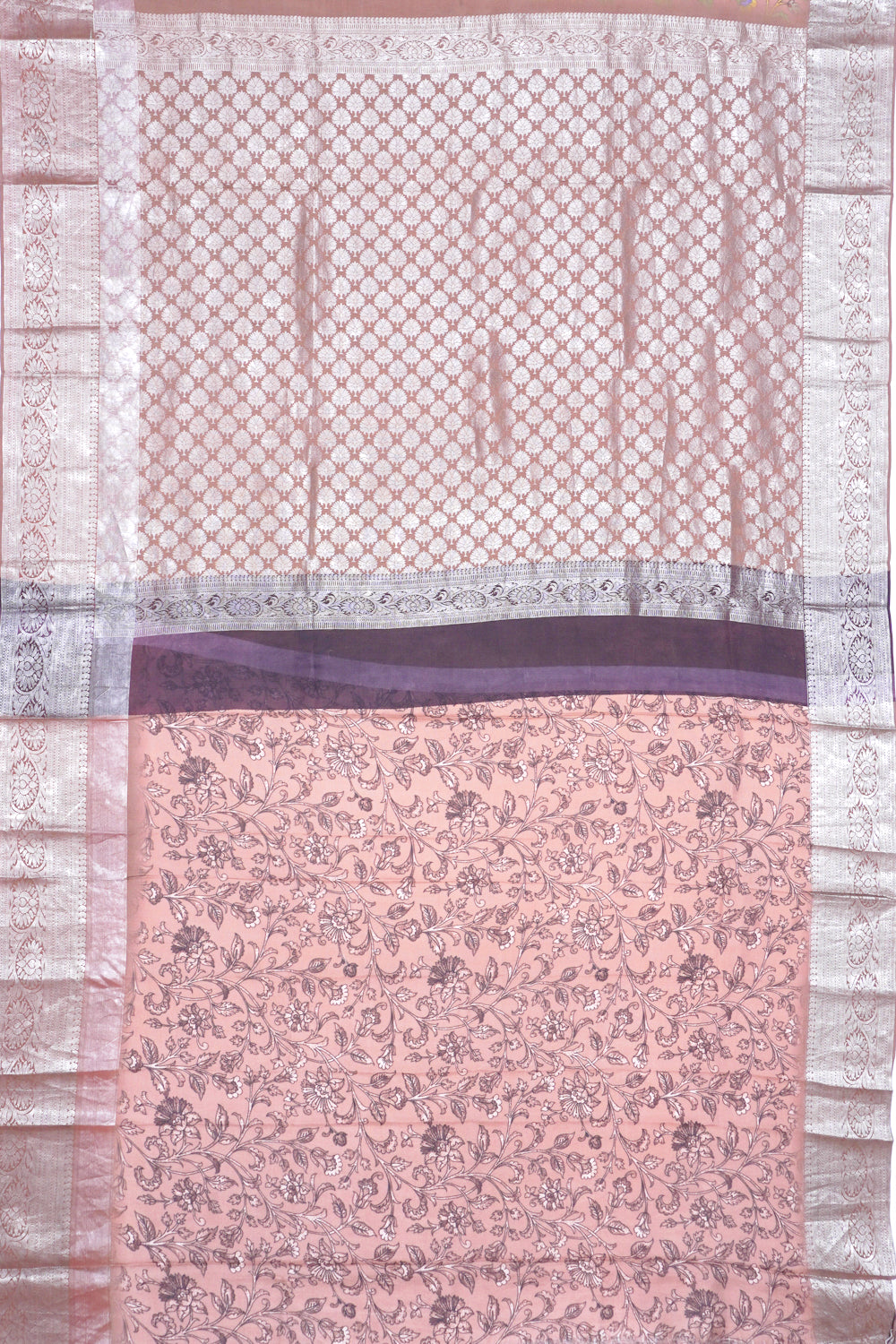 Soft Silk Floral Printed Brown Saree