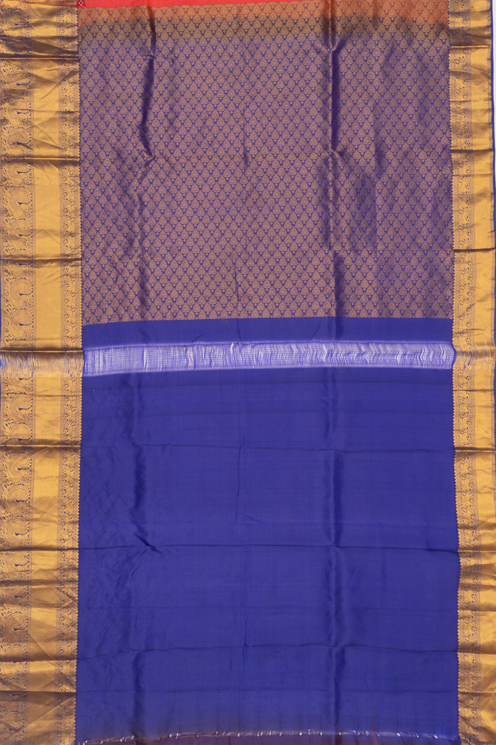 Soft Silk Butta Orange Saree With Cut Work