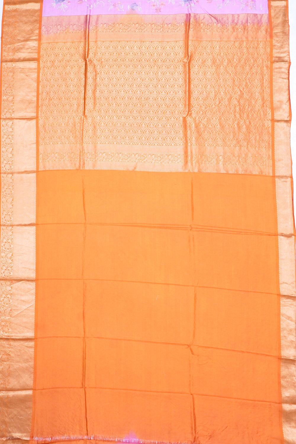 Chiniya Silk Floral Embroidery Pink Saree
