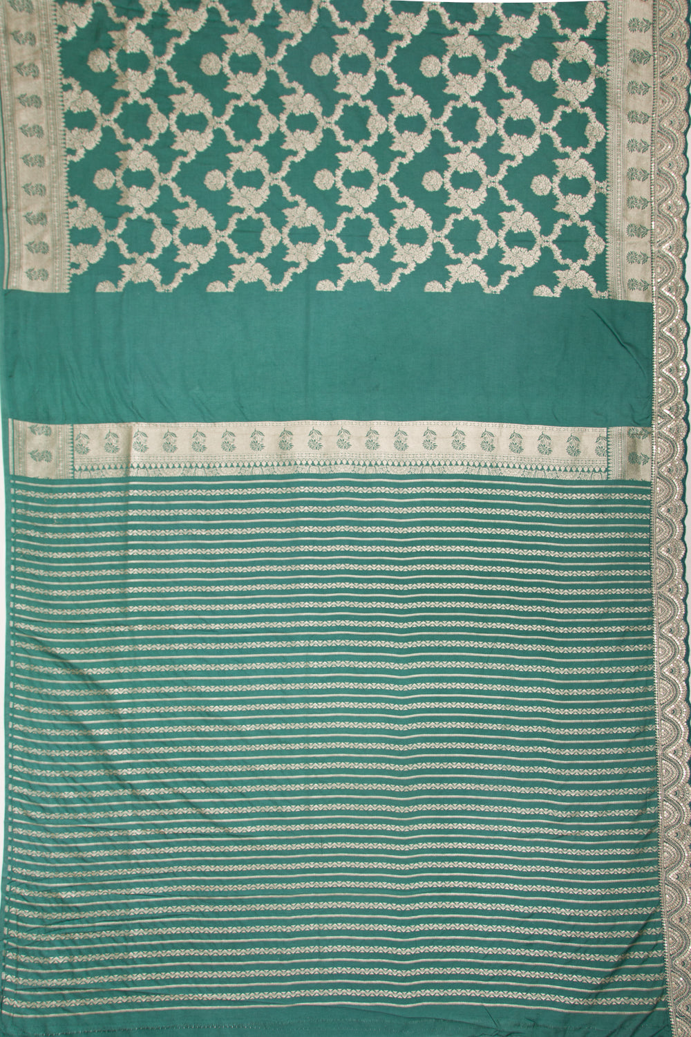 Banarasi Silk Jaal Sea Green Saree With Embroidery Border
