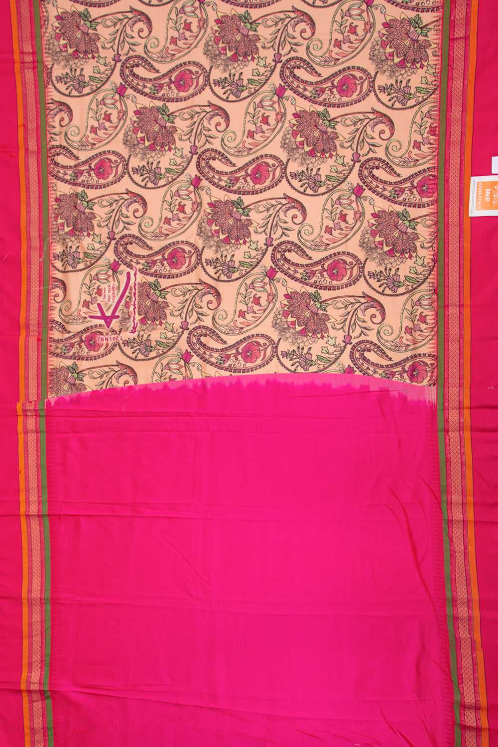 Soft Silk Floral Printed Peach Saree