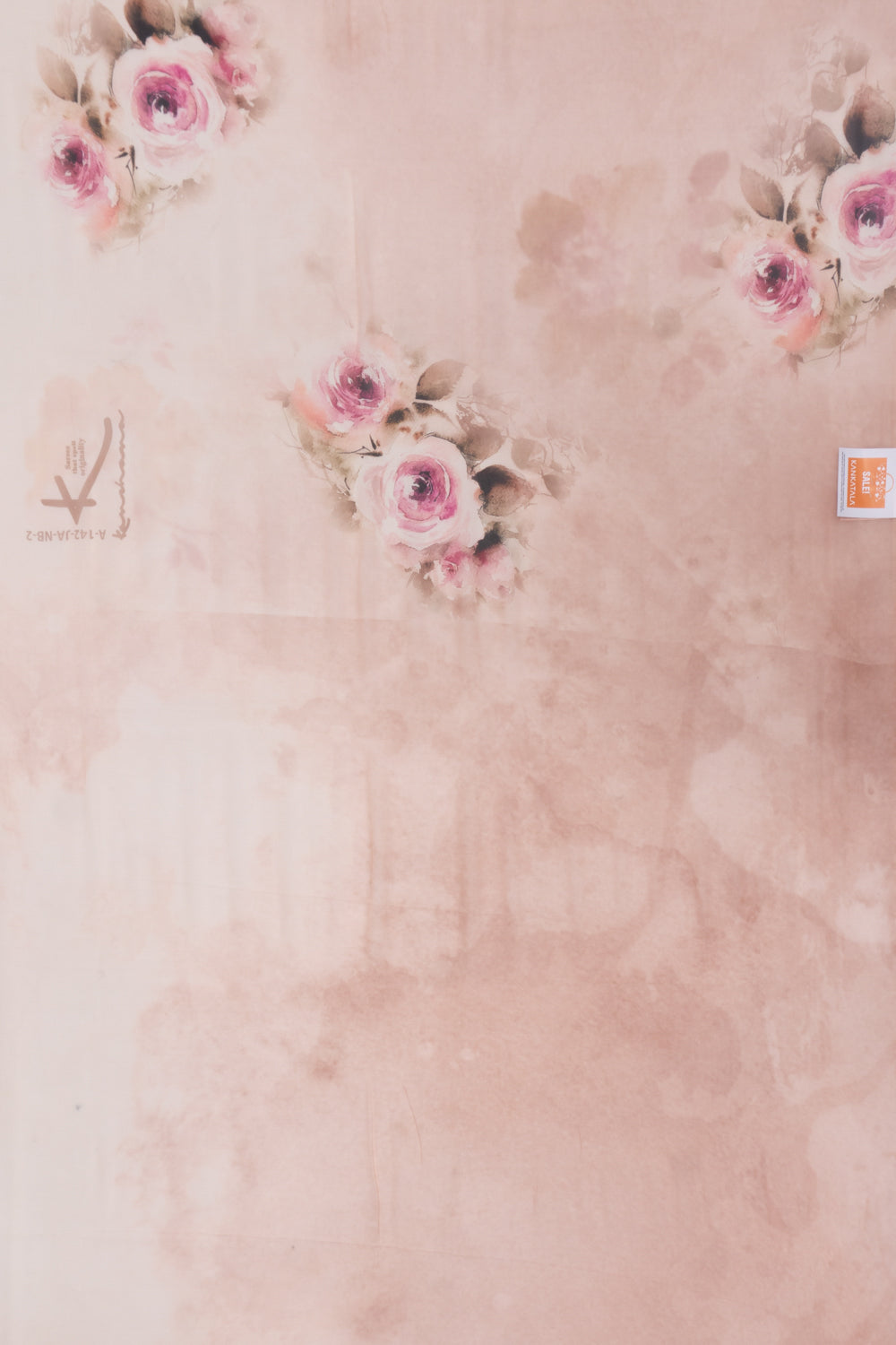 Satin Georgette Floral Printed Pastel Orange Saree