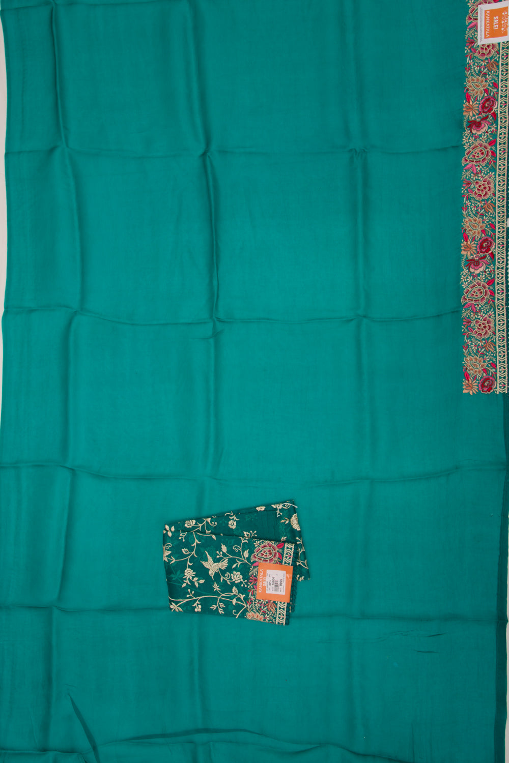 Organza Silk Plain Sea Green Saree