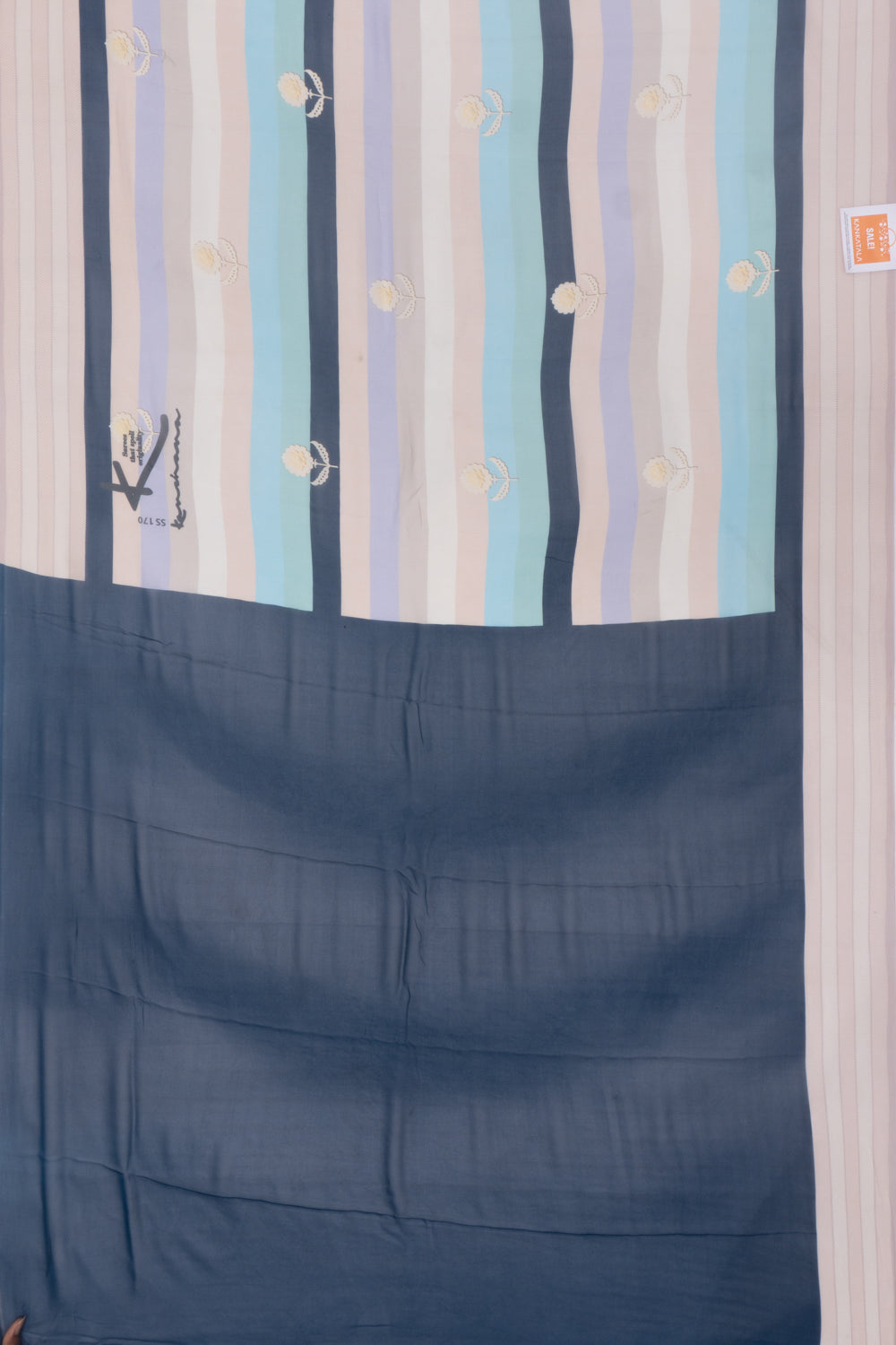 Satin Georgette Horizontal LInes And Butta Multicolour Saree