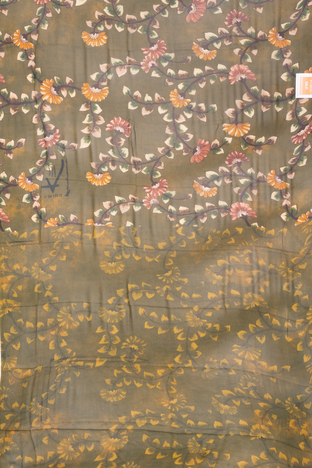 Satin Georgette Floral Printed Dark Green Saree